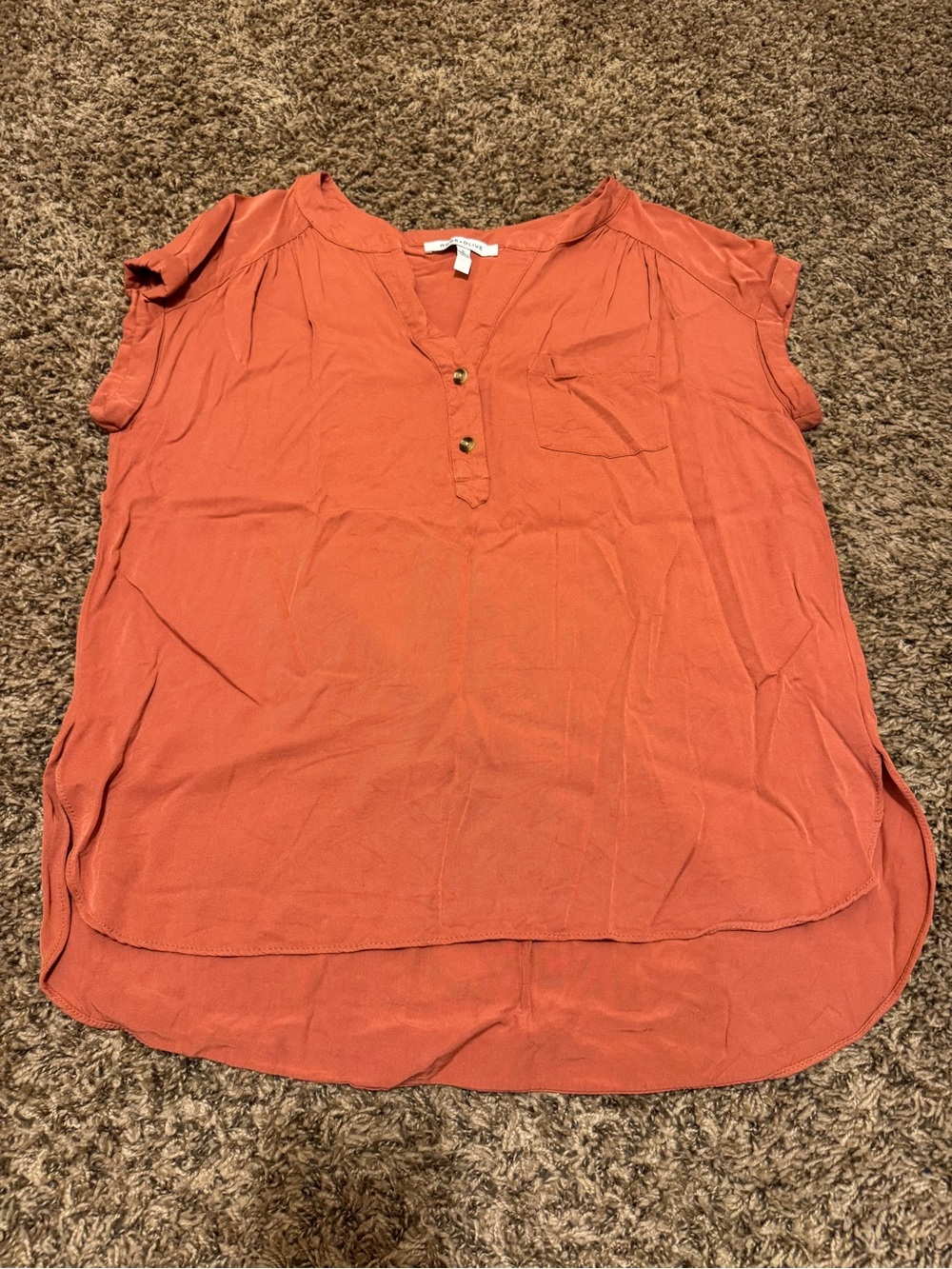 Rose + Olive Salmon Pink Cap Sleeve Shirt